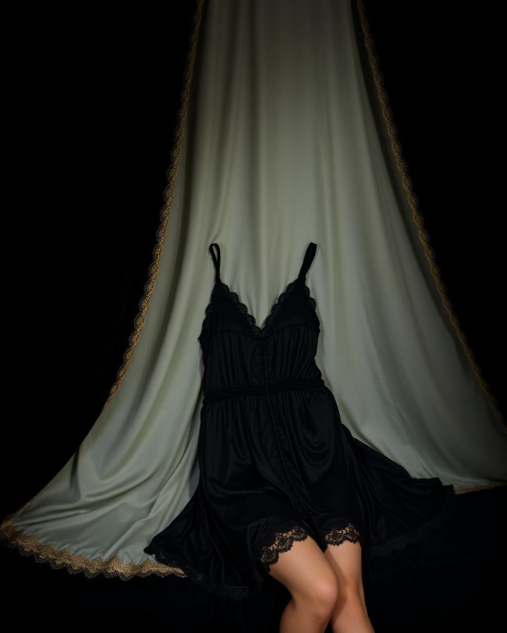 Black Silk Slip Chemise